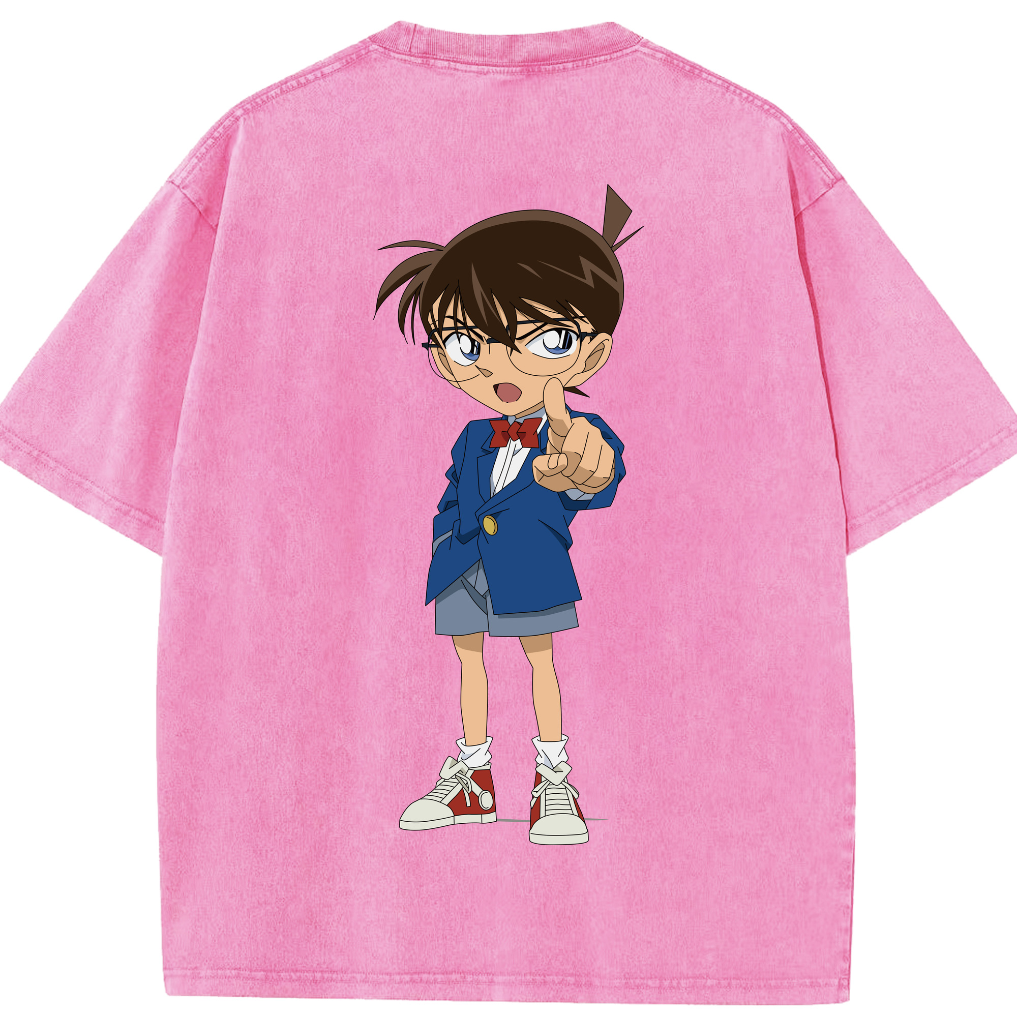 （画像用） 名探偵コナン 江戸川 コナン Detective Conan Conan Edogawa 綿100% ヴィンテージ風 半袖Tシャツ（背面プリント）